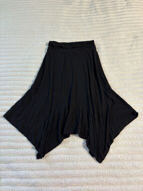 DJT Asymmetrical Skirt Womens Small Black Goth Fairycore Romantic Slinky Whimsy